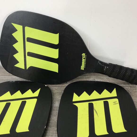 Monarch Pickleball Black Yellow/Green Paddles With Mesh Bag Set of 3 - Picture 9 of 9